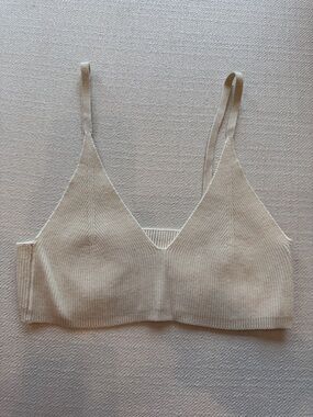 Jacquemus Soft Cream Ribbed Knit Bralette